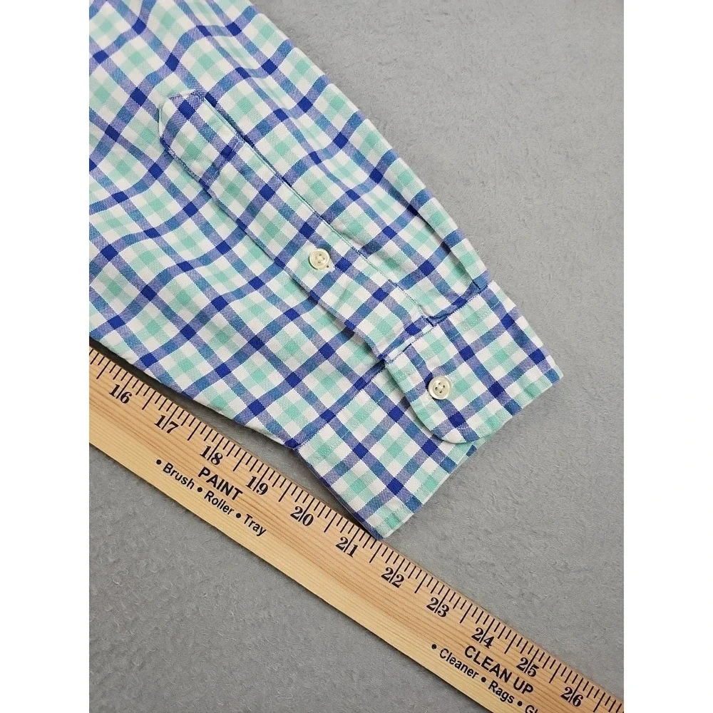 Ralph‎ Lauren Polo Men's XXL Long Sleeve Button Up Shirt Blue Check Flesh Pony